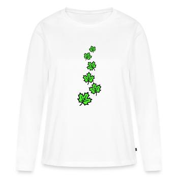 Feuille d’érable Feuilles d’automne - T-shirt manches longues Premium bio Femme - blanc - Devant - Julia (174cm)