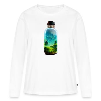 Bouteille avec une forêt - T-shirt manches longues Premium bio Femme - blanc - Devant - Julia (174cm)