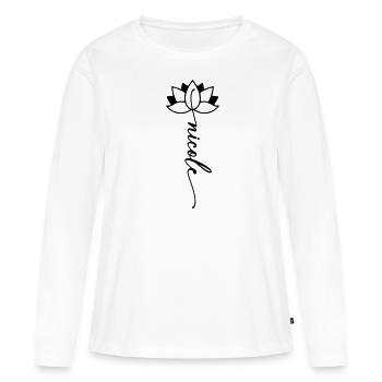 Nicole Name Flower Font - T-shirt manches longues Premium bio Femme - blanc - Devant - Julia (174cm)