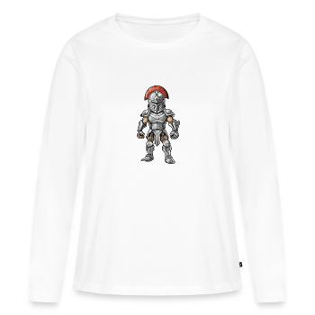 Gladiateur spartiate - T-shirt manches longues Premium bio Femme - blanc - Devant - Julia (174cm)