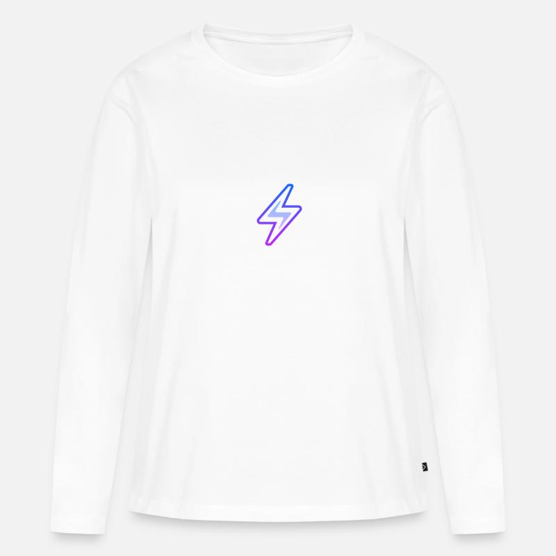 Blauer Blitz - Frauen Premium Bio Langarmshirt - Weiß