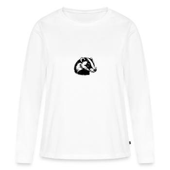 Dachs - Frauen Premium Bio Langarmshirt - Weiß - Vorne - Julia (174cm)