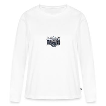 Photo d’appareil photo vintage - T-shirt manches longues Premium bio Femme - blanc - Devant - Julia (174cm)