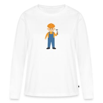 ouvrier du batiment - T-shirt manches longues Premium bio Femme - blanc - Devant - Julia (174cm)