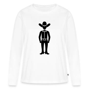 Cow-boy - T-shirt manches longues Premium bio Femme - blanc - Devant - Julia (174cm)
