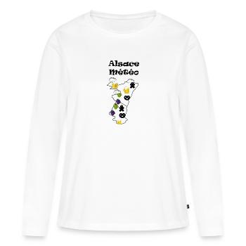 Alsace Météo - T-shirt manches longues Premium bio Femme - blanc - Devant - Julia (174cm)