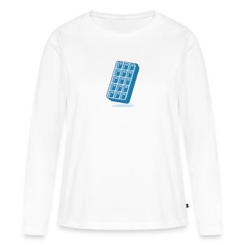 Gaufre bleue - T-shirt manches longues Premium bio Femme - blanc - Devant - Julia (174cm)