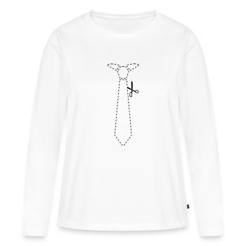 cut_out_tie - T-shirt manches longues Premium bio Femme - blanc - Devant - Julia (174cm)