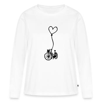 Fahrrad mit Herz am Seil - Frauen Premium Bio Langarmshirt - Weiß - Vorne - Julia (174cm)