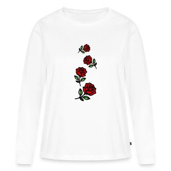 Roses Fleurs - T-shirt manches longues Premium bio Femme - blanc - Devant - Julia (174cm)
