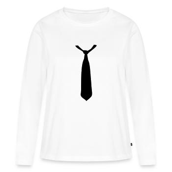 Krawatte - Frauen Premium Bio Langarmshirt - Weiß - Vorne - Julia (174cm)