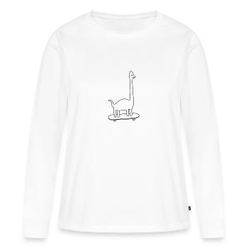 Dino - Frauen Premium Bio Langarmshirt - Weiß - Vorne - Julia (174cm)