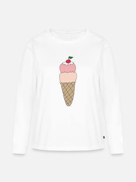 Eiscreme mit Kirsche Design - Frauen Premium Bio Langarmshirt - Weiß