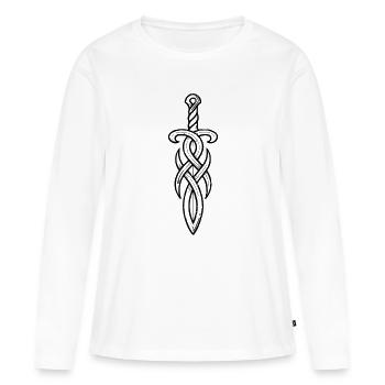 Épée à nœud celtique Dagger Médiévale - T-shirt manches longues Premium bio Femme - blanc - Devant - Julia (174cm)
