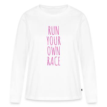 COUREZ VOTRE PROPRE COURSE - T-shirt manches longues Premium bio Femme - blanc - Devant - Julia (174cm)