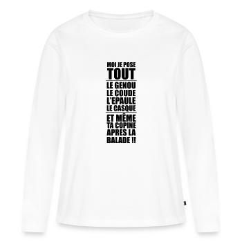 MOI JE POSE TOUT - T-shirt manches longues Premium bio Femme - blanc - Devant - Julia (174cm)