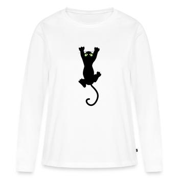 Cat fun - T-shirt manches longues Premium bio Femme - blanc - Devant - Julia (174cm)