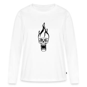 hoelle monster boese horror halloween kopf gesicht - Frauen Premium Bio Langarmshirt - Weiß - Vorne - Julia (174cm)