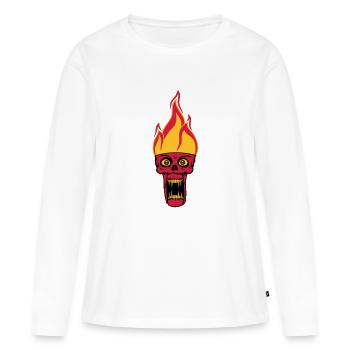 monster hoelle boese horror halloween kopf gesicht - Frauen Premium Bio Langarmshirt - Weiß - Vorne - Julia (174cm)