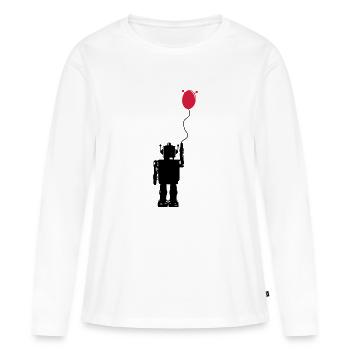 Roboterluftballon Hinten - Frauen Premium Bio Langarmshirt - Weiß - Vorne - Julia (174cm)