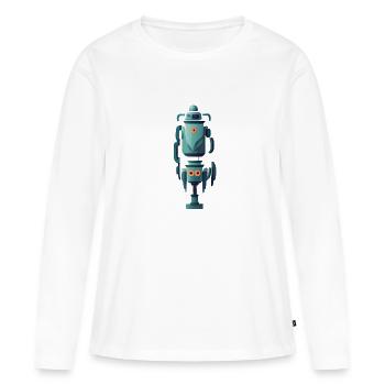 Roboter zweiteilig stehend - Frauen Premium Bio Langarmshirt - Weiß - Vorne - Julia (174cm)