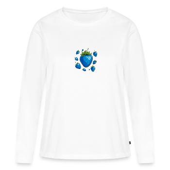 fraises bleues,fraise,fraise bleue,illu - T-shirt manches longues Premium bio Femme - blanc - Devant - Julia (174cm)