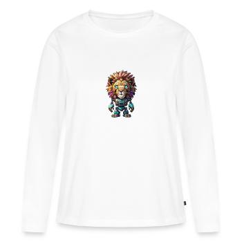 Roboter Löwe - Frauen Premium Bio Langarmshirt - Weiß - Vorne - Julia (174cm)