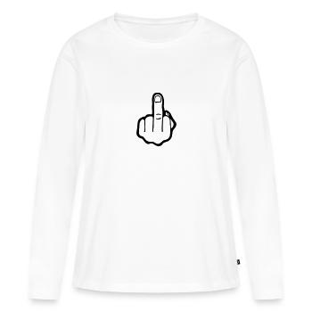 Finger, Fuck you (cheap!) - T-shirt manches longues Premium bio Femme - blanc - Devant - Julia (174cm)