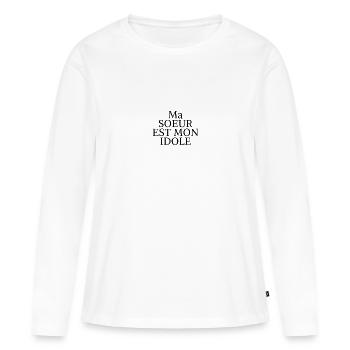 Ma sœur est mon idole - T-shirt manches longues Premium bio Femme - blanc - Devant - Julia (174cm)