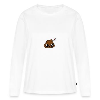 Poo - T-shirt manches longues Premium bio Femme - blanc - Devant - Julia (174cm)
