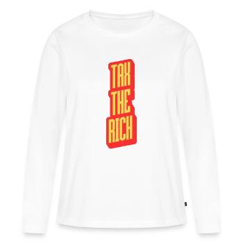 Taxer les riches - T-shirt manches longues Premium bio Femme - blanc - Devant - Julia (174cm)