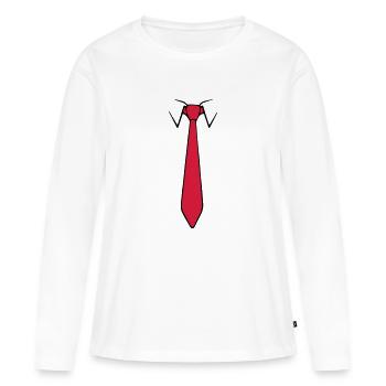 Krawatte - Frauen Premium Bio Langarmshirt - Weiß - Vorne - Julia (174cm)