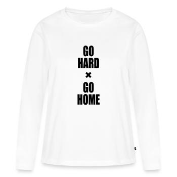 GO HARD GO HOME x - Women's Premium Organic Long Sleeve Shirt - white - Front - Julia (174cm)