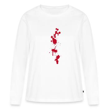 Taches de sang éclaboussures d’Halloween zombies salle d’opération médecin - T-shirt manches longues Premium bio Femme - blanc - Devant - Julia (174cm)