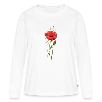 Fleur - T-shirt manches longues Premium bio Femme - blanc - Devant - Julia (174cm)