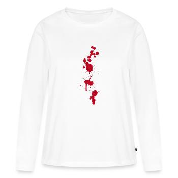 Taches de sang éclaboussures Halloween Zombies salle d’opération médecin - T-shirt manches longues Premium bio Femme - blanc - Devant - Julia (174cm)