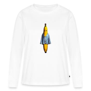 Banane im Schlafanzug - Frauen Premium Bio Langarmshirt - Weiß - Vorne - Julia (174cm)