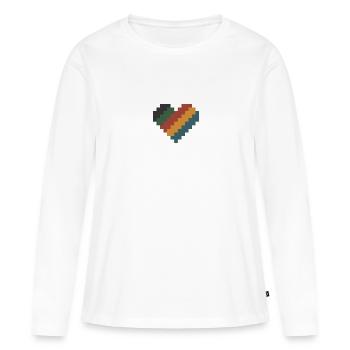 Coeur Pixel Rétro - T-shirt manches longues Premium bio Femme - blanc - Devant - Julia (174cm)