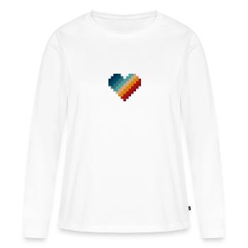 Coeur Pixel Rétro - T-shirt manches longues Premium bio Femme - blanc - Devant - Julia (174cm)
