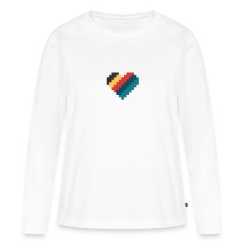 Retro Pixel Herz - Frauen Premium Bio Langarmshirt - Weiß - Vorne - Julia (174cm)