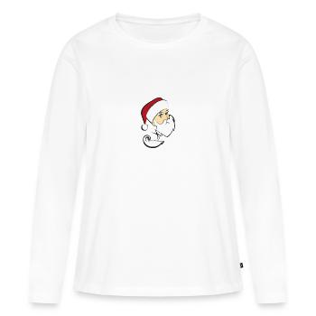 Père Noël - Tête - Coupe de barbe - T-shirt manches longues Premium bio Femme - blanc - Devant - Julia (174cm)