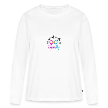 Égalité - T-shirt manches longues Premium bio Femme - blanc - Devant - Julia (174cm)