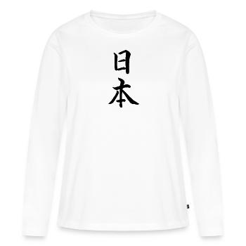 Japon - écrit en japonais - T-shirt manches longues Premium bio Femme - blanc - Devant - Julia (174cm)