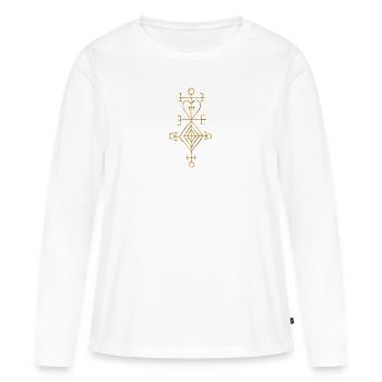 Ástarstafur, Love Charm, Magic Rune Amulet - T-shirt manches longues Premium bio Femme - blanc - Devant - Julia (174cm)
