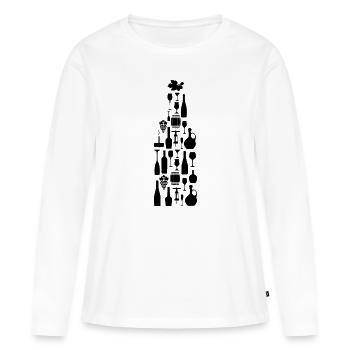 Vin Bouteille de vin Amateurs de vin - T-shirt manches longues Premium bio Femme - blanc - Devant - Julia (174cm)