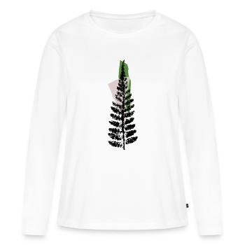 Feuille - T-shirt manches longues Premium bio Femme - blanc - Devant - Julia (174cm)