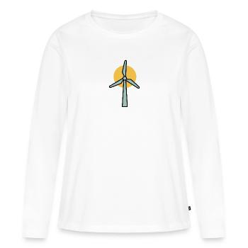 Éolienne | Déclaration sur l’énergie renouvelable - T-shirt manches longues Premium bio Femme - blanc - Devant - Julia (174cm)