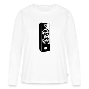 Haut-parleurs, système audio musical - T-shirt manches longues Premium bio Femme - blanc - Devant - Julia (174cm)