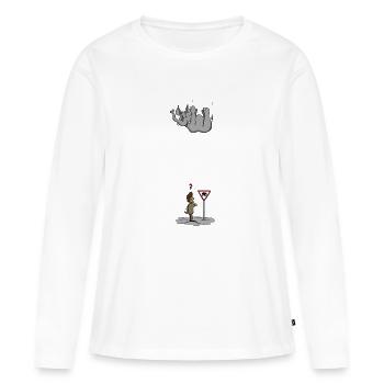 Attention éléphant! - T-shirt manches longues Premium bio Femme - blanc - Devant - Julia (174cm)