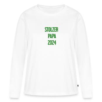 Proud Dad 2024 – pour les nouveaux papas - T-shirt manches longues Premium bio Femme - blanc - Devant - Julia (174cm)